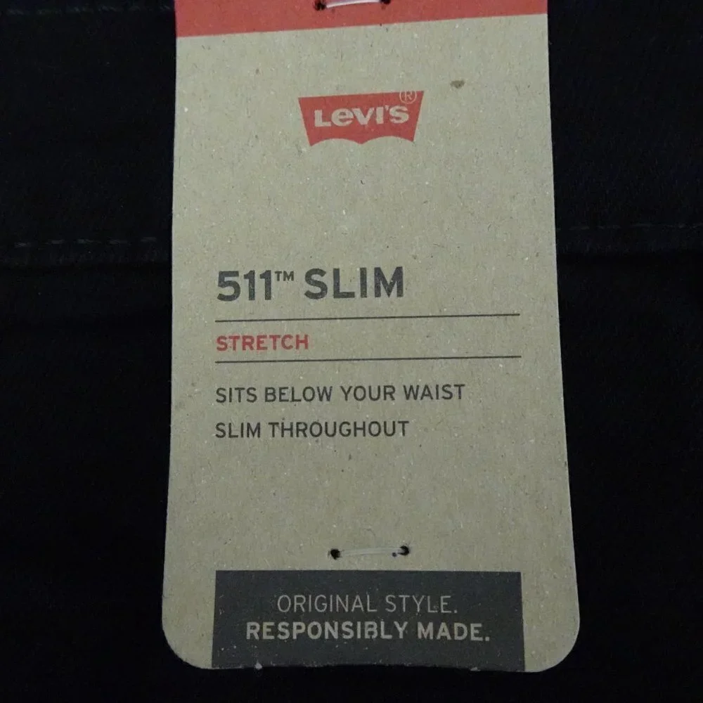 Levi's 511 Slim Jeans Men's Size 38x30 Black Denim Stretch